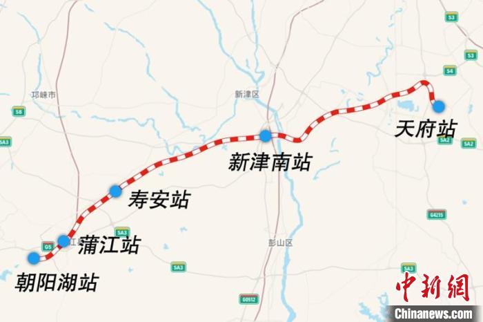 成都鐵路樞紐天府至朝陽(yáng)湖段線路圖?！?guó)鐵集團(tuán)供圖