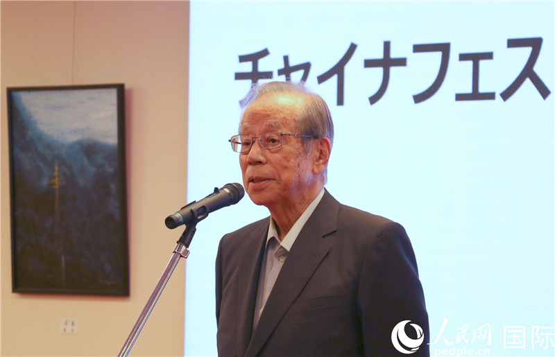 日本前首相福田康夫致辭。人民網 許可攝