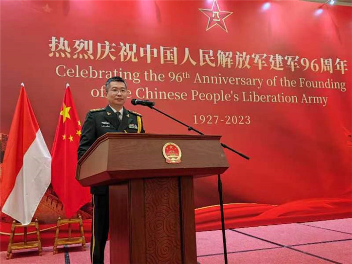 圖為徐勝武官致辭。中國駐印度尼西亞使館供圖