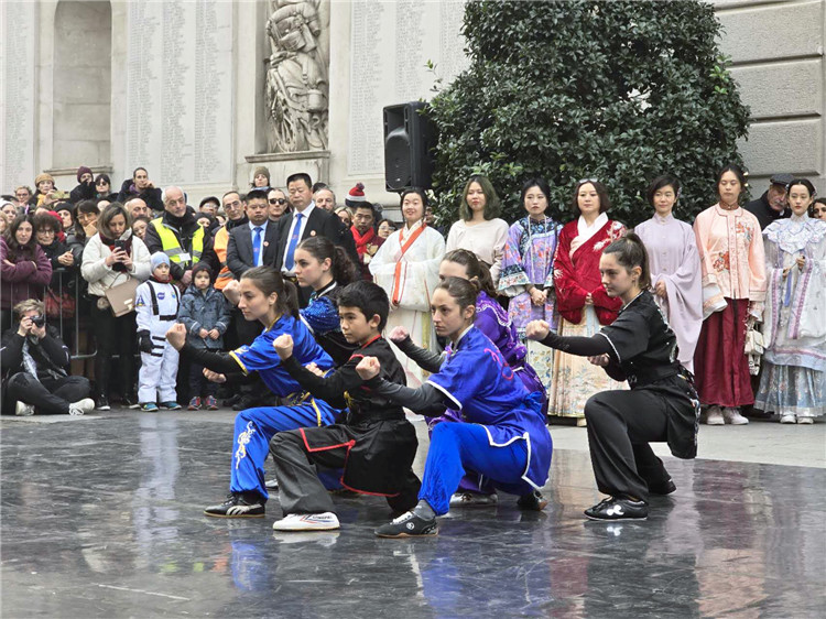 當(dāng)?shù)匚湫g(shù)學(xué)院進(jìn)行武術(shù)表演。張錫琪攝