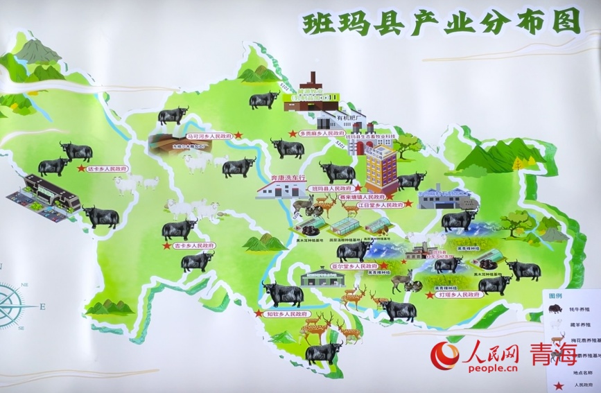 班瑪縣鄉(xiāng)村振興產(chǎn)業(yè)分布圖。人民網(wǎng)記者 甘海瓊攝