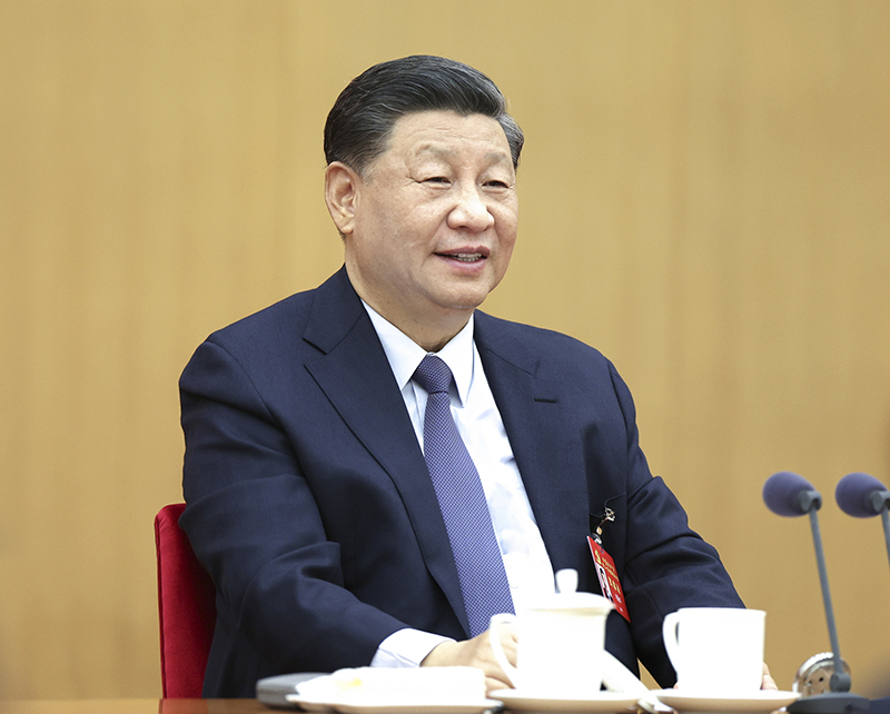 2022年10月17日，習近平同志參加黨的二十大廣西代表團討論。