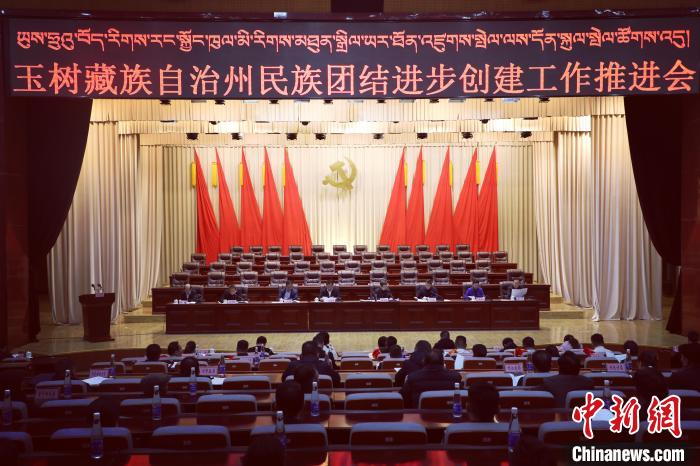 圖為玉樹州民族團(tuán)結(jié)進(jìn)步創(chuàng)建工作推進(jìn)會(huì)現(xiàn)場?！『F龍 攝