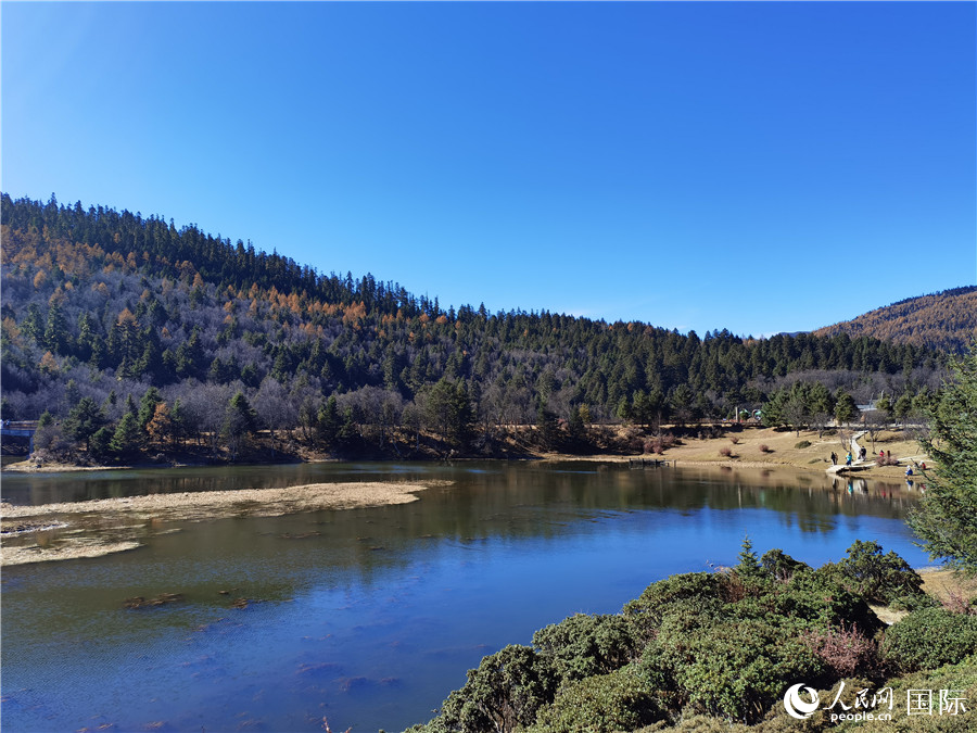 香格里拉國(guó)家公園景區(qū)內(nèi)，被譽(yù)為“高原仙子”的屬都湖吸引了眾多游客。人民網(wǎng)記者 杜明明攝
