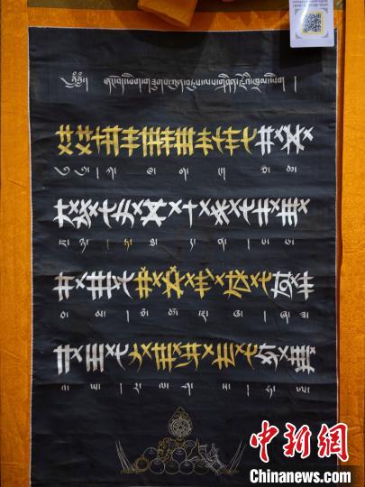 《象雄藏文書法唐卡大集》多以象雄時期的列磚體、稞體、烏金體等藏文字體書寫而成?！〗w波 攝