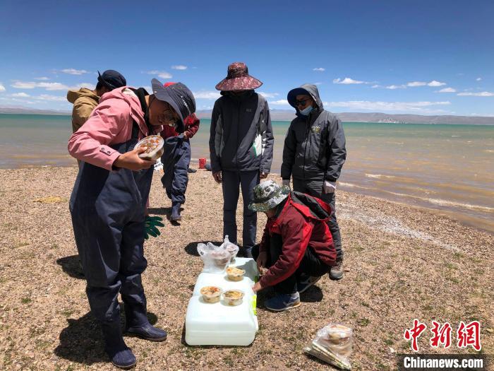 科考隊員在高原湖泊岸邊進餐?！?lt;a target='_blank' ><p  align=
