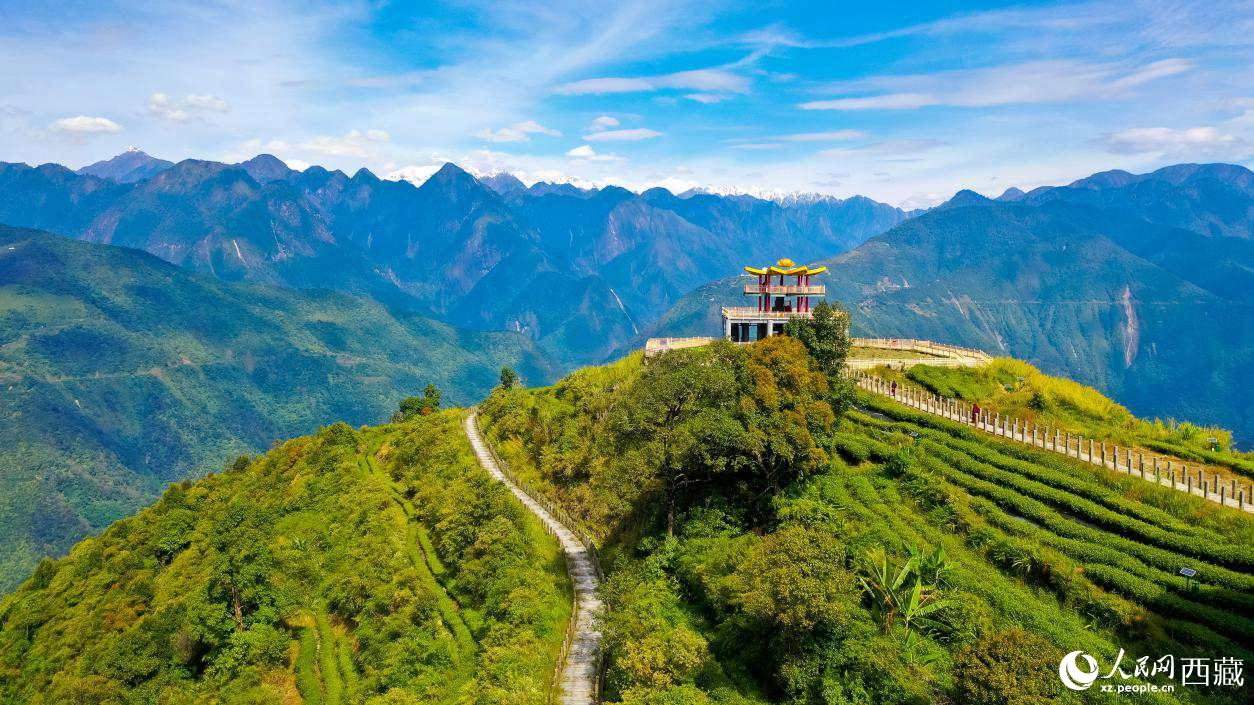 無人機(jī)航拍墨脫縣格林村蓮花觀景臺(tái)。人民網(wǎng)記者 次仁羅布攝